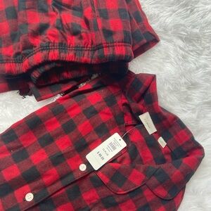 LL Bean Women’s 1X Plus scotch plaid Flannel pajama set NWT Red 503174 cabincore